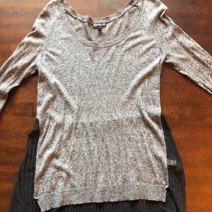 Grey sweater front and lace back